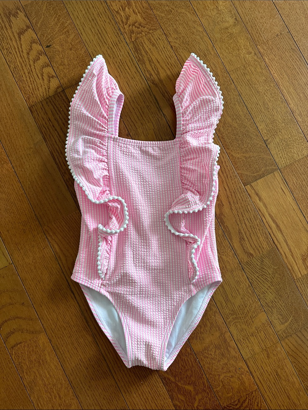 Janie & Janie pink ruffle seersucker one piece!